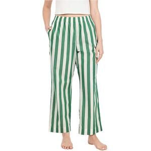 Old Navy High-Waisted Poplin Pajama Pants Sz S TALL New $30 Green Stripe 32” L